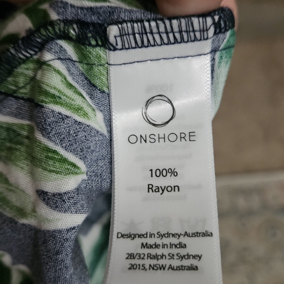 ONSHORE Tropical Palm Leaf Print Maxi Dress/Coverup. Green/navy One Size. NWT - Picture 3 of 15